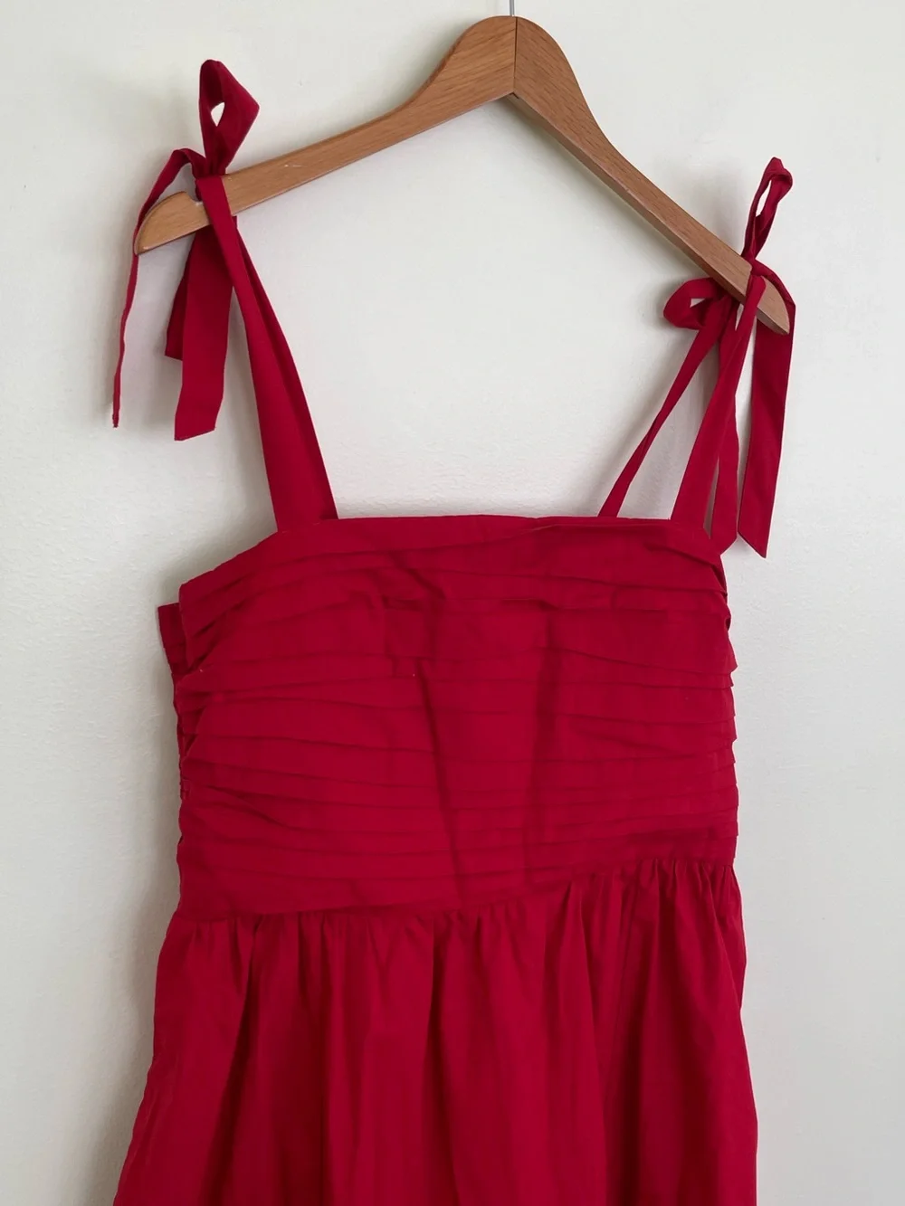 Abercrombie & Fitch Emerson Tie Strap Maxi Dress Red Salsa L Large Cotton Blend
